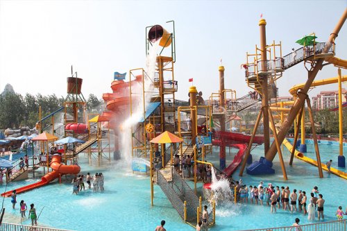 Large aqua playground equipment in waterpark projects